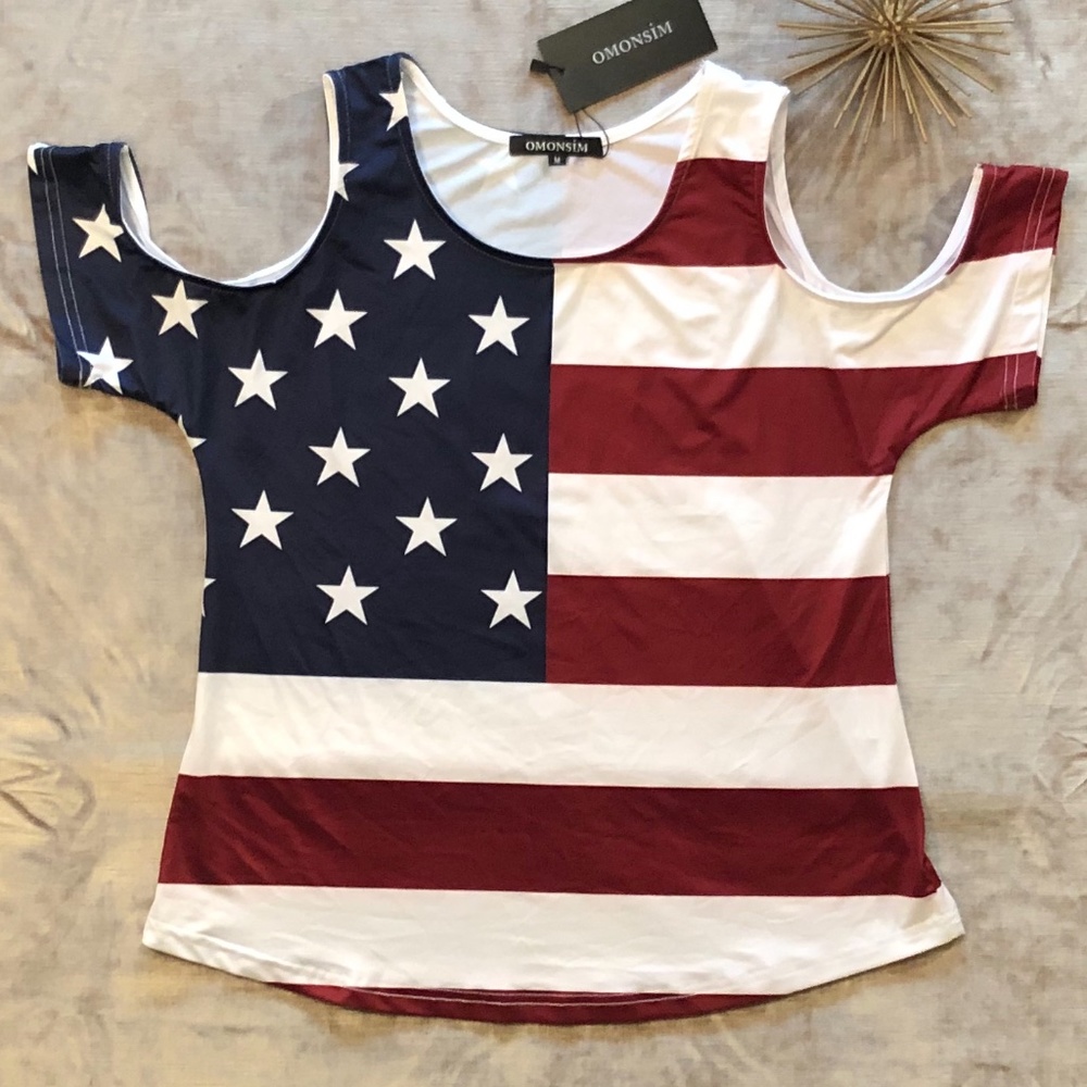 Omonsim Patriotic American Flag Shirt